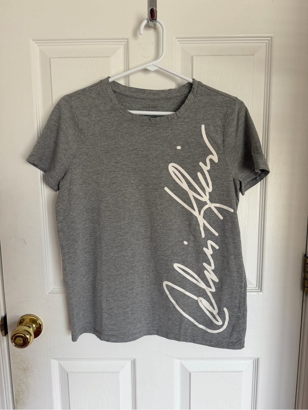 Calvin Klein Gray Crewneck Tee with Subtle Logo Print